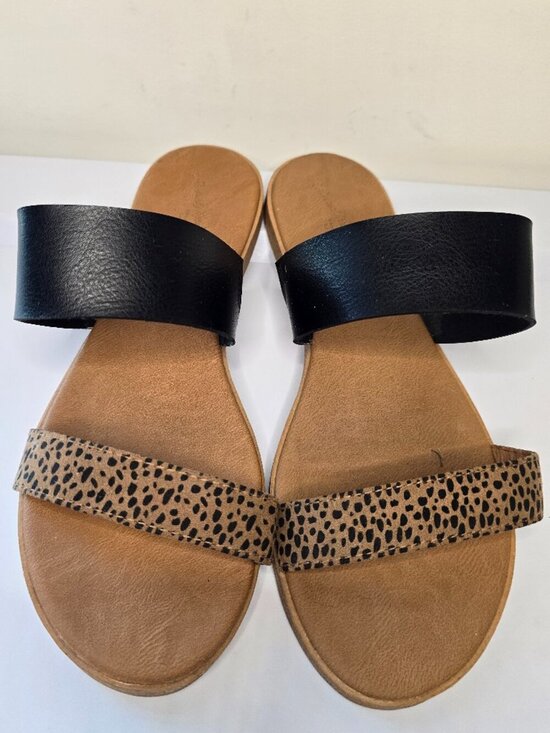Universal Thread Shoes - Universal Thread Double Strap Sandel - Leopard Print - Black and Tan